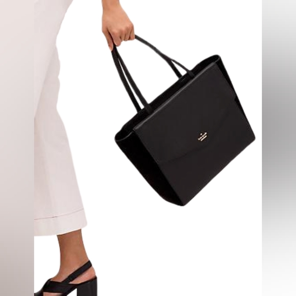 Kate Spade | Spencer Court Archie Leather Suede Totate Bag Purse - Black - Picture 2 of 13